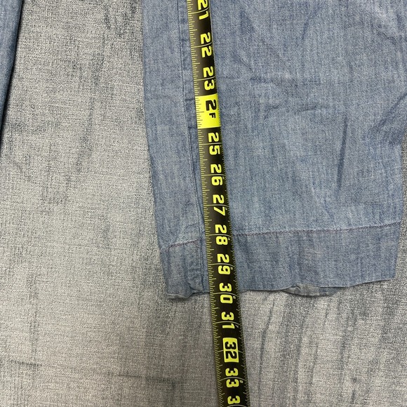 Gap Wide Leg Pants Women 4 Blue Cotton Chambray Mid Rise Relaxed Fit Resort Wear - Picture 7 of 16